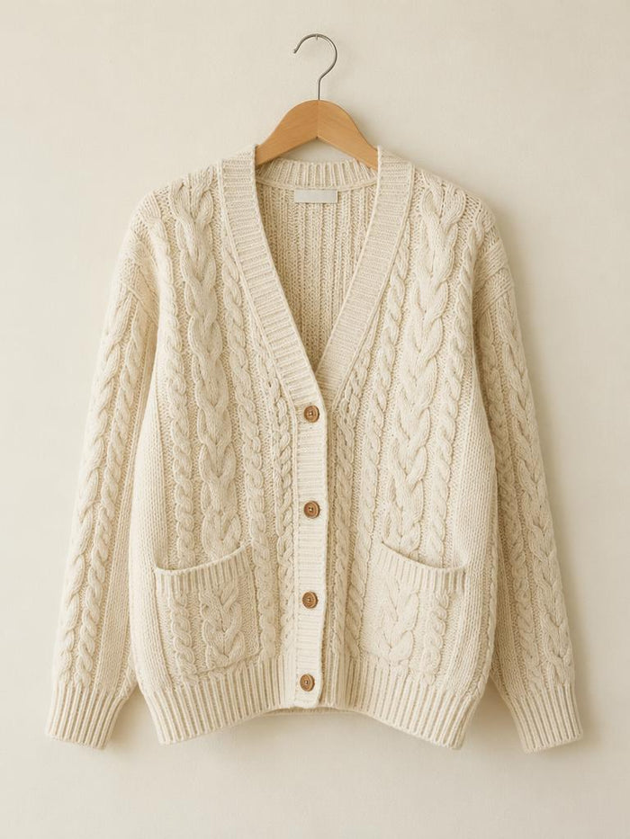 Cream cable-knit cardigan